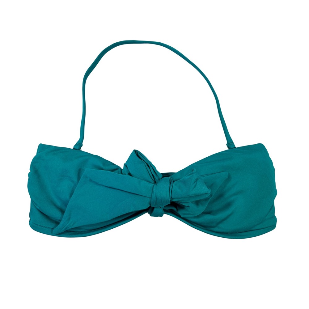 Victorias Secret Bandeau Bikini‎ Top Teal Green Bow Halter Swim Small